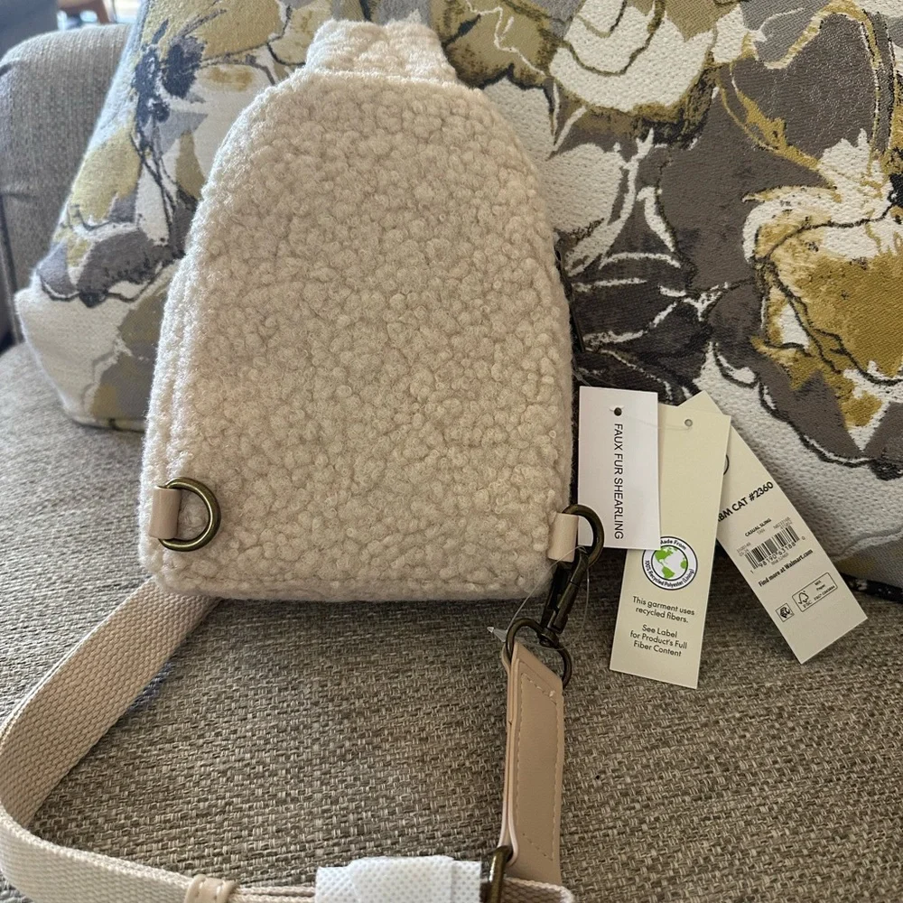 No Boundaries Soft Faux Sherpa‎ Kid's Sling Backpack Eco Friendly NWT
